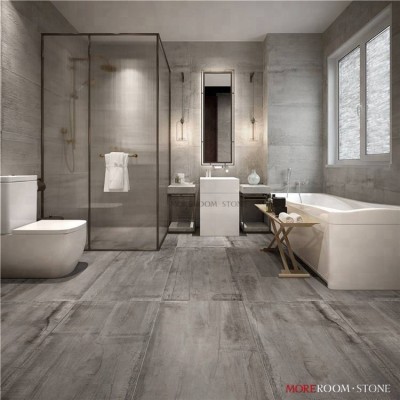 Moreroom Stone Non Slip Bathroom Floor And Wall Design Light Grey Rustic Ceramic Tile 600x1200